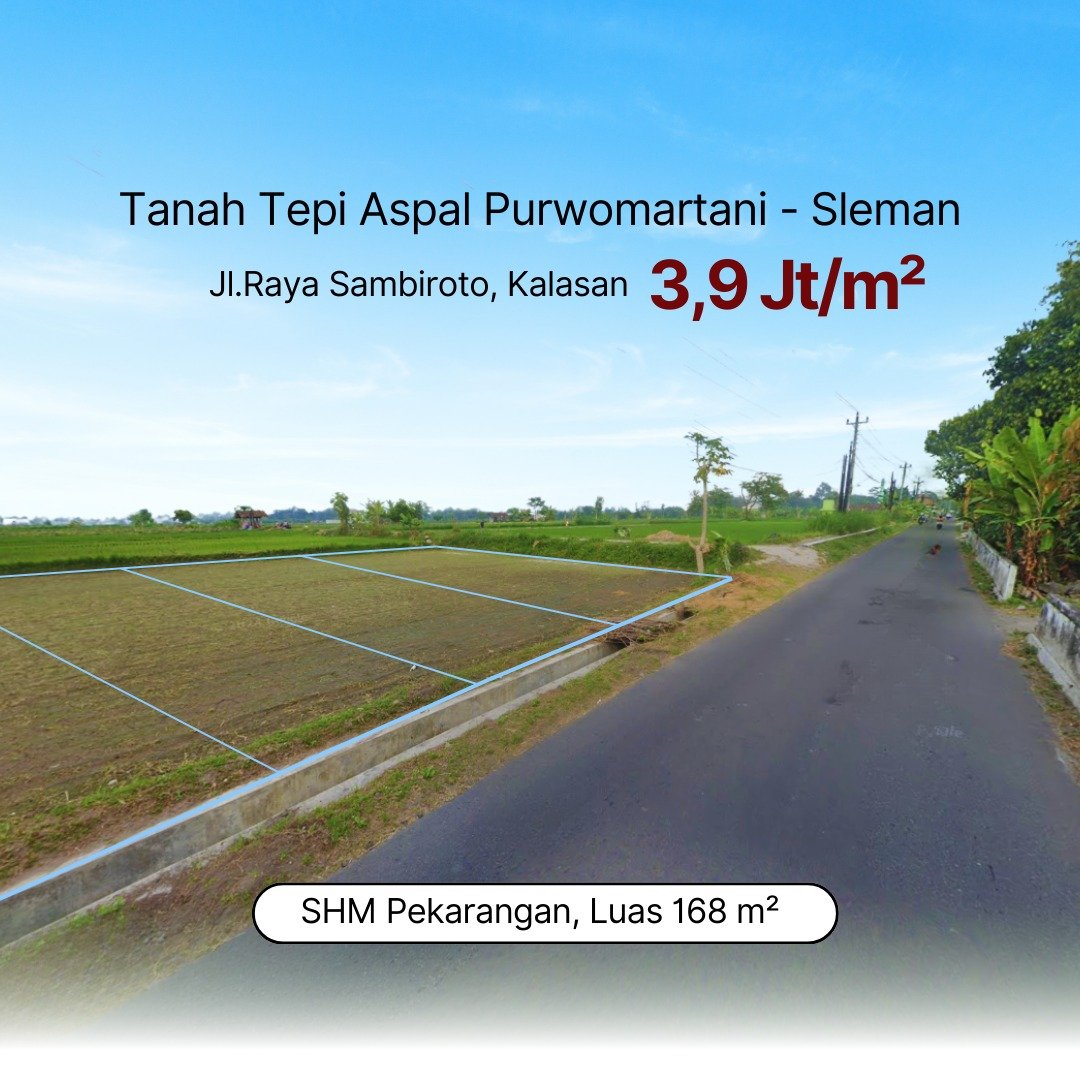 Purwomartani Sleman tanah dekat kampus UNRIYO Tajem, SHM P unit 3 jtan - Property thumbnail